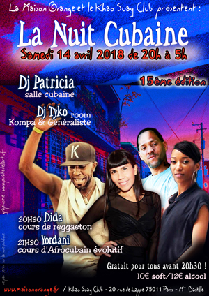 flyer Nuit Cubaine 14 avril 2018