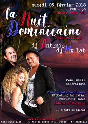 flyer Nuit dominicaine du 03 février 2018