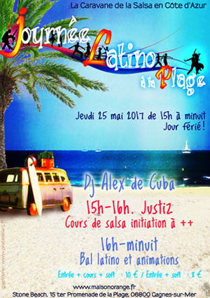 flyer Journée Latino à la plage, au Stone Beach