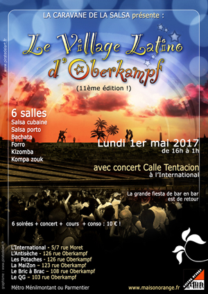 flyer village latino Oberkampf, 11ème édition - le 1er mai 2017